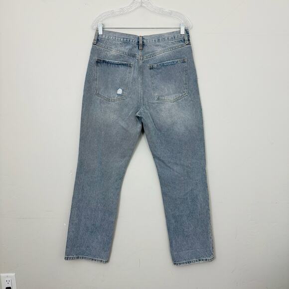 Wish List Gray Blue Mid Rise Straight Leg Distressed Jeans Women’s Size L - Picture 5 of 8